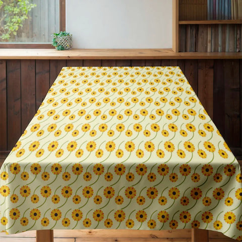 Sunflower Pattern Tablecloth Yellow Floral Design Dining Room Decoration Home Textiles Waterproof Decorative Cover for Kitchen U
