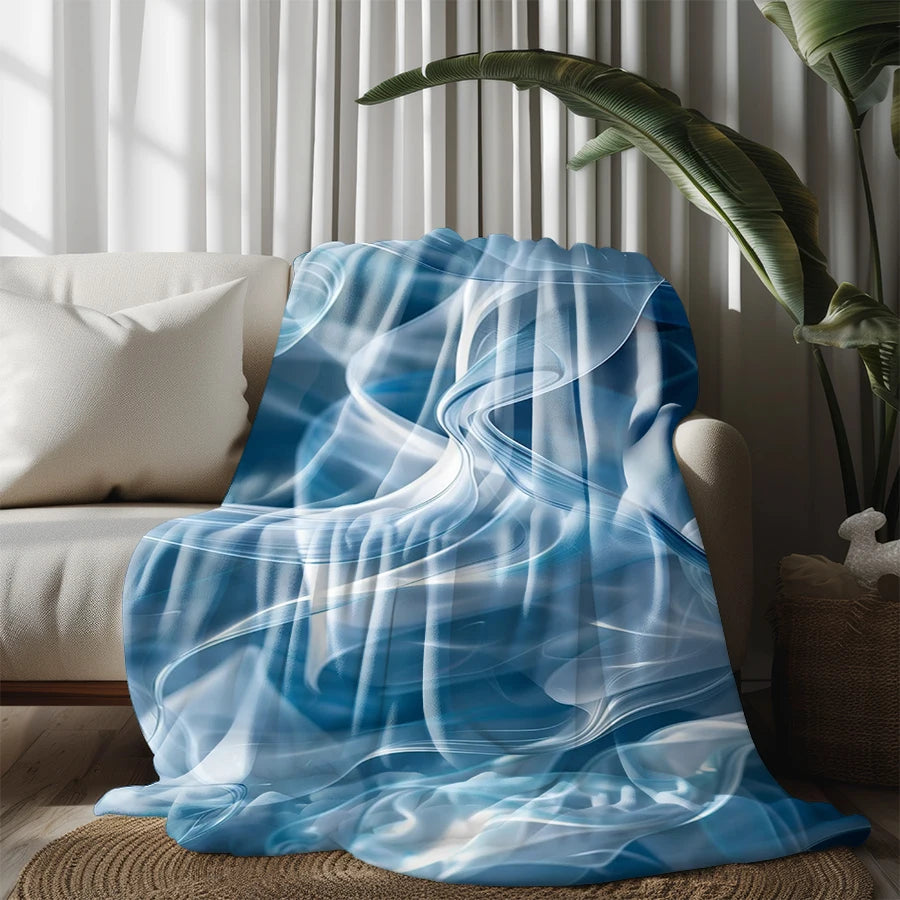 Abstract Blue Blanket Microfiber Flannel Cover Blanket Bedroom Living Room Sofa Soft And Comfortable Home Decoration