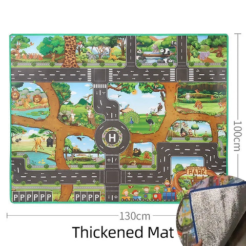 100x130 Kids Playmat Farm Road Portable Map Baby Educational Rugs Toddler Dinosaur Waterproof Play Mat Crawling Non-Toxic Carpet
