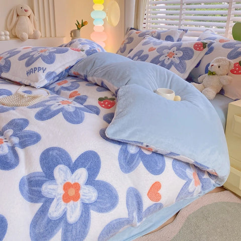 Rainbow Theme Plush Duvet Cover Fluffy Soft Boys Girls Luxury Queen Quilt Cover Winter Warm Letter Print Bedding No Pillowcase