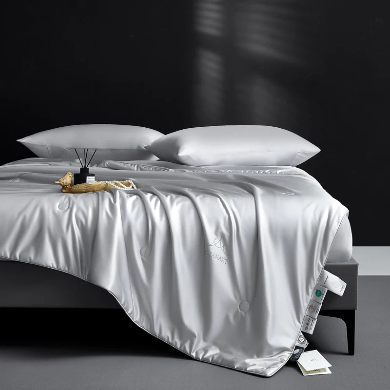 Luxurious Mulberry Silk Summer Quilt/Duvet/Comforter, 100% Natural Long Strand Silk Bedding, Washed Silk Shell, Lightweight Soft