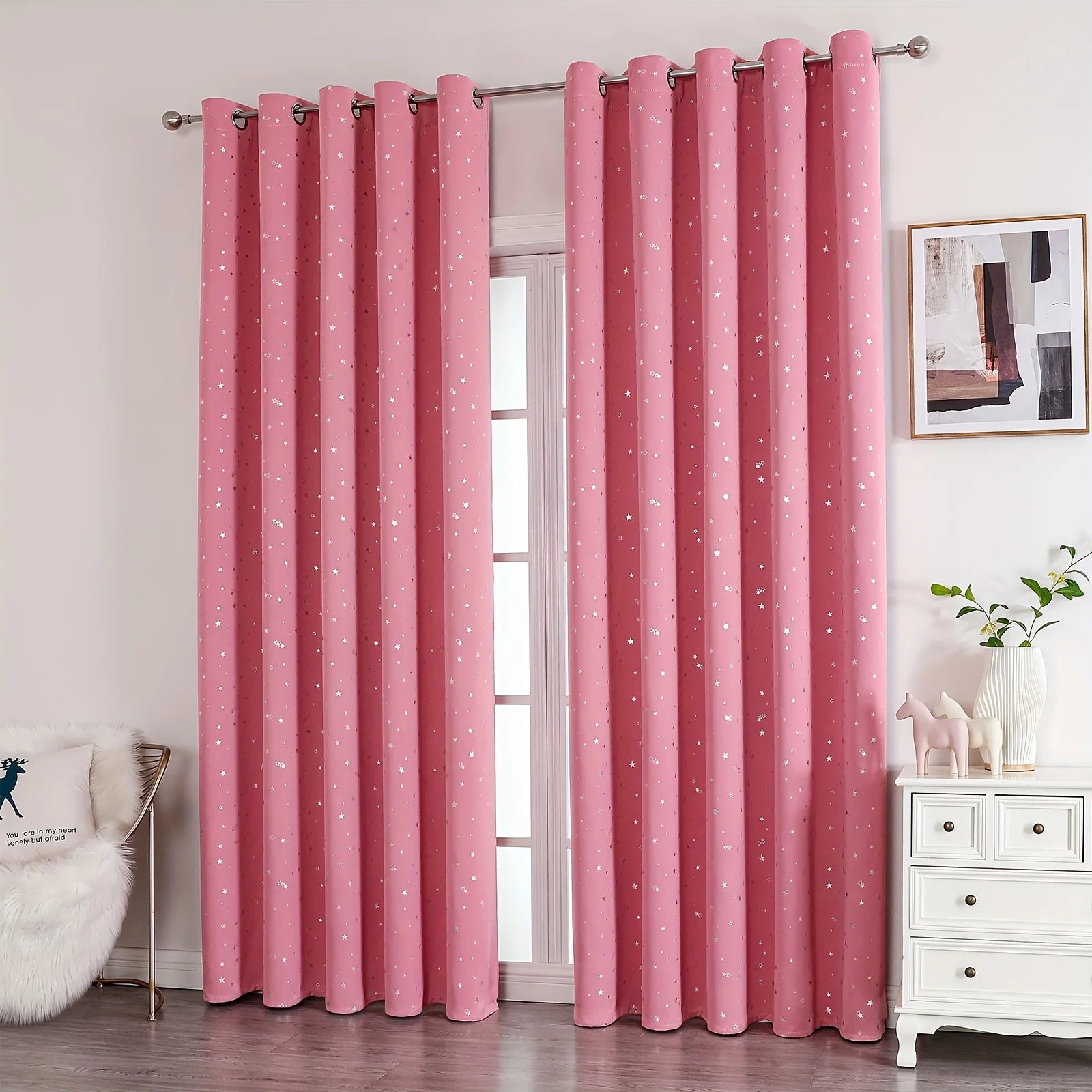 Kids Curtains Blackout With Stars Grommet Top For Bedroom Living Room Window Drapes