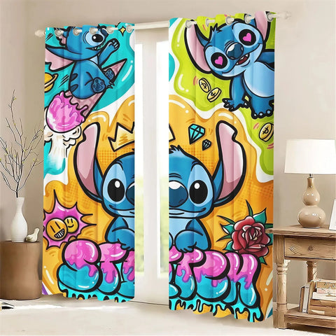 Stitch Kids Room High Blackout Curtains Cartoon Cute Boy and Girl Bedroom Curtain Decoration, Disney Cute Print.