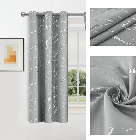 1pc/2pcs 100% Blackout Curtains, Luxury Marble and Wave Pattern Privacy Curtain for Living Room, Bedroom, Home Decor Grommet Top