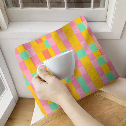 2PCS Soft Absorbent Kitchen Towels Dish Towel Geometric Lattice Dish Cloths Holiday  Dry Cloth For Kitchen Home Decoration