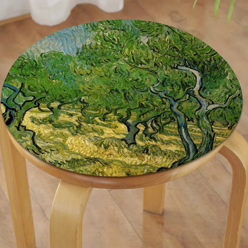 Van Gogh Nordic Printing Stool Pad Patio Home Kitchen Office Chair Seat Cushion Pads Sofa Seat 40x40cm Buttocks Pad