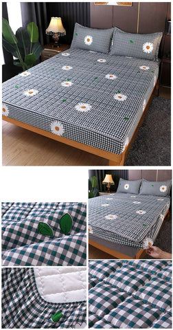 Waterproof Bed Cover Solid Color Fitted Bed Sheet With Elastic Band Anti-slip Adjustable Mattres Protector Fitted Sheet For Home