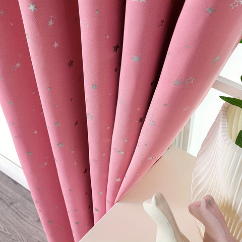 Kids Curtains Blackout With Stars Grommet Top For Bedroom Living Room Window Drapes