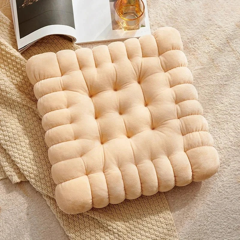 40*40CM Cookie Shaped Meditation Cushion Plush Fluffy Chair Cushion Machine Washable Student Seat Cushion Living Room Decoration