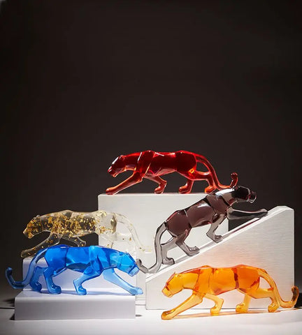 Modern Fortune Transparent Money Leopard Resin Ornaments Office Table Sculpture Crafts Home Livingroom Desk Figurines Decoration