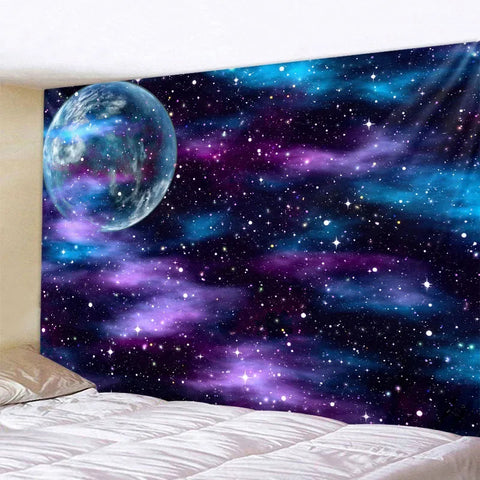 Galaxy Tapestry Soft Microfiber Material Vibrant Planets & Stars Wall Decor Perfect for Space Lovers Unique Cosmic Design
