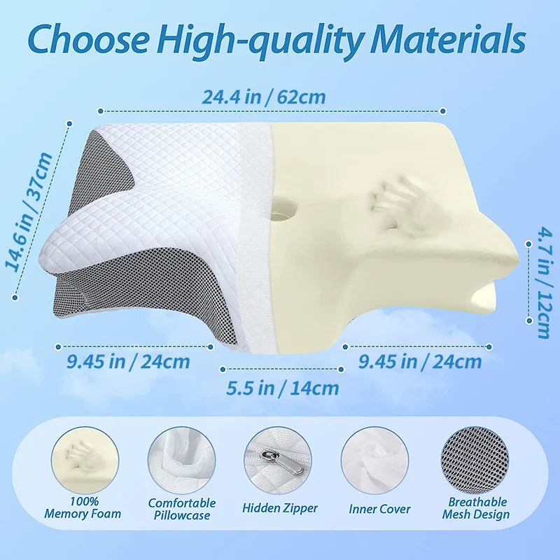 Ergonomic High & Low Conform Memory Foam Knitted Bed Pillows Skin-Friendly & Anti-Snoring Customized for Cervical Pain Relief