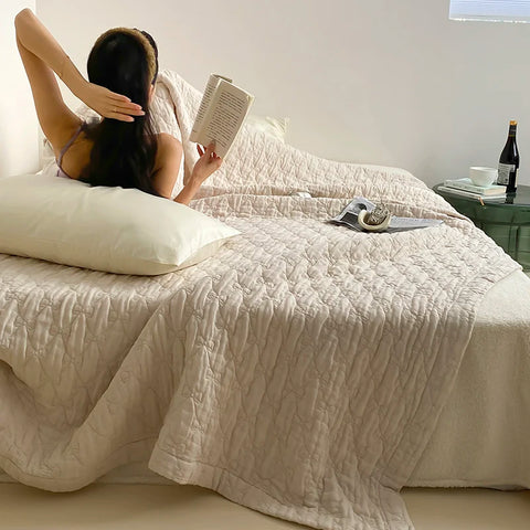 100% Cotton Duvet Quilted Quilts Single/Queen Size Comforter Summer Blanket High Quality Bedspread 여름이불(No Pillowcase)