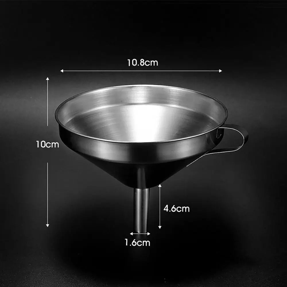Wide Mouth Stainless Steel Funnel Spice Cooking Oil Filter Kitchen Tool Strainer with Handle Oil Spill Filter Funnel
