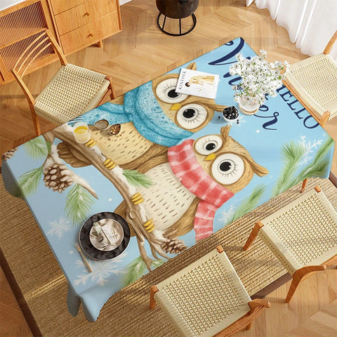 Cute Owl Pattern Tablecloth Restaurant Kitchen Tablecloth Living Room Home Decoration Rectangular Party Decoration