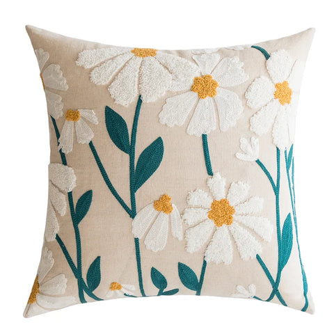 наволочки новог Cushion Cover Daisy Yellow Floral Geometric 45x45/30x50cm Blue Embroidery Soft Cozy Pillow Cover for Living Room
