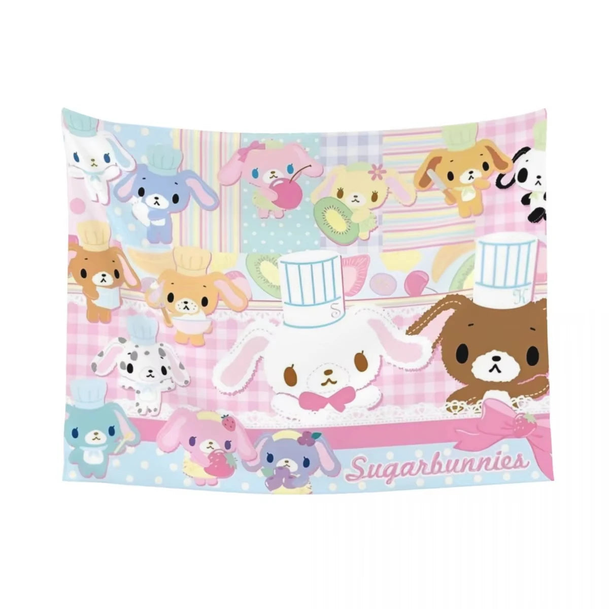 S-Sugarbunnies Anime Print Large Tapestry Wall Hanging Hippie Wall Tapestry Kawaii Cartoon Decor Living Room Bedroom Home Decor