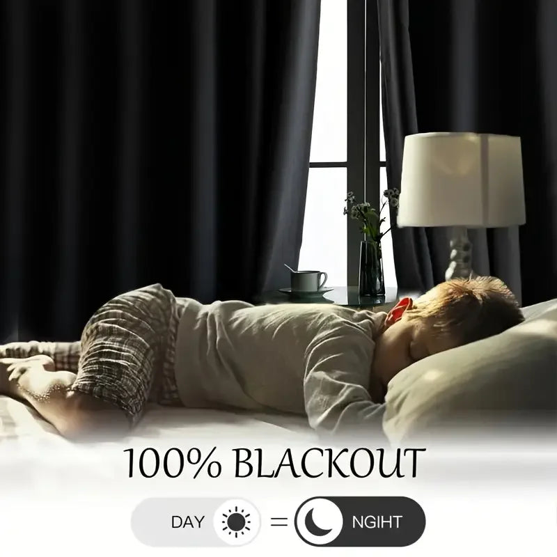 1PC Beige/Grey 100% Blackout Curtains with Grommets Total Privacy Drapes High Shade Shading Curtain For Living room Bedroom