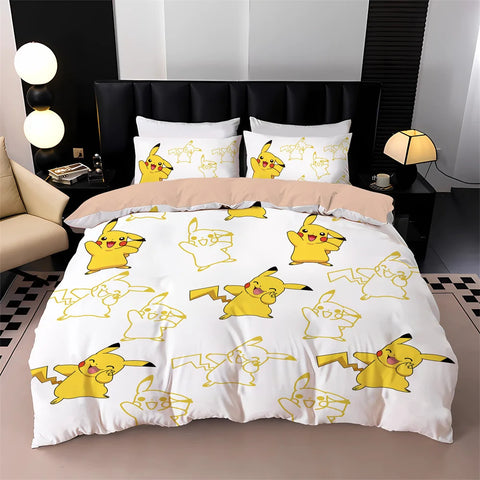 3D Printed P-Pokemon Bedding Sets Cartoon P-Pikachu Gengar Duvet Cover Pillowcase 2-3 Pieces Children Quilt Cover Gift To Family