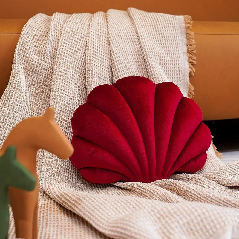 Inyahome Cute 3D Seashell Decorative Pillow Ocean Series Cushion for Bedroom Living Kids Room Gifts Pillow Christmas Party Decor