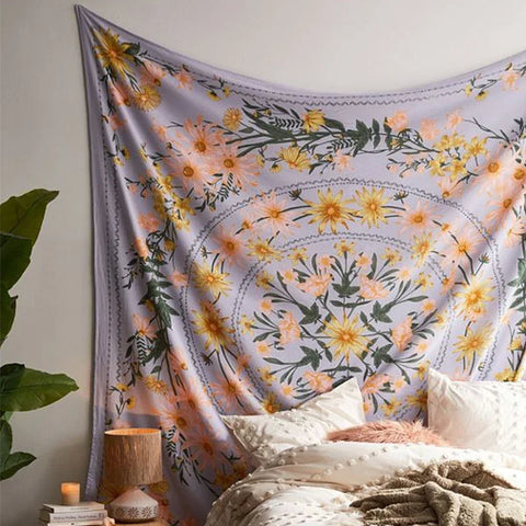 Macrame Wall Decor Tapestry Mandala Flower Psychedelic Bohemian Wall Hanging Home Living Room Dorm Bedroom Decor Aesthetic Tapiz