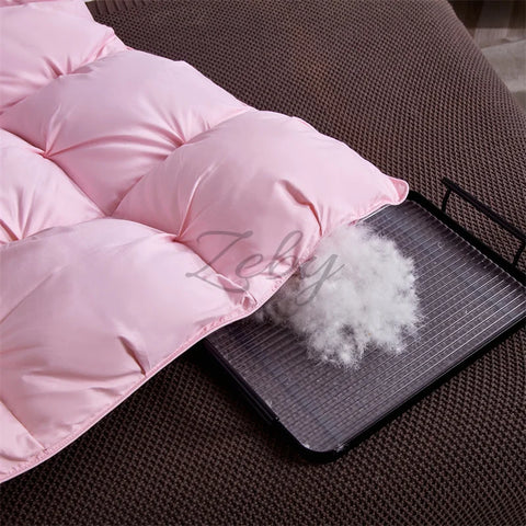 High Grade 100% White Goose Down Quilt Winter Warm Feather Duvet Queen King Cozy Lightweight 3D Bread Comforter Pinch Pleated