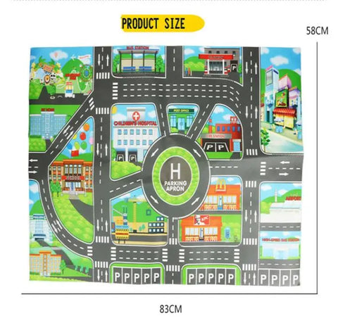 City Traffic Car Park Play Mat Waterproof Parking Lot Kids Playmat Kids Rug Boy Girl Educational Toys for Children Map