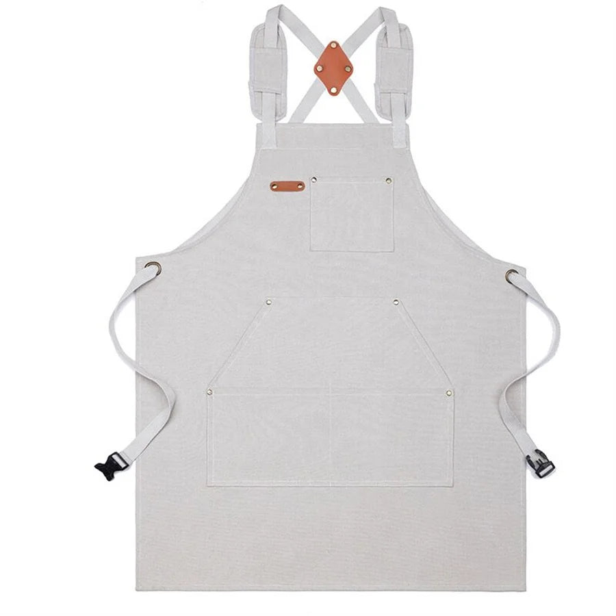Thickened Cotton Canvas Apron Summer Household Kitchen Waterproof Gardening Work Waist Plain Apron