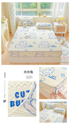 Natural Latex Thicked Summer Cooling Mat for Bed Soft Cool Feeling Fitted Sheet and Pillowcase Matress Cover Grade A Summer Mats
