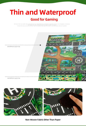 100x130 Kids Playmat Farm Road Portable Map Baby Educational Rugs Toddler Dinosaur Waterproof Play Mat Crawling Non-Toxic Carpet