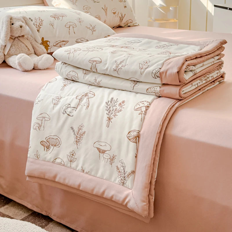 Floral Style Duvets for Summer Soft Comforter Breathable Bedspread 이불 Quilted Blanket Adults/Kids Thin Quilt (No Pillowcase)