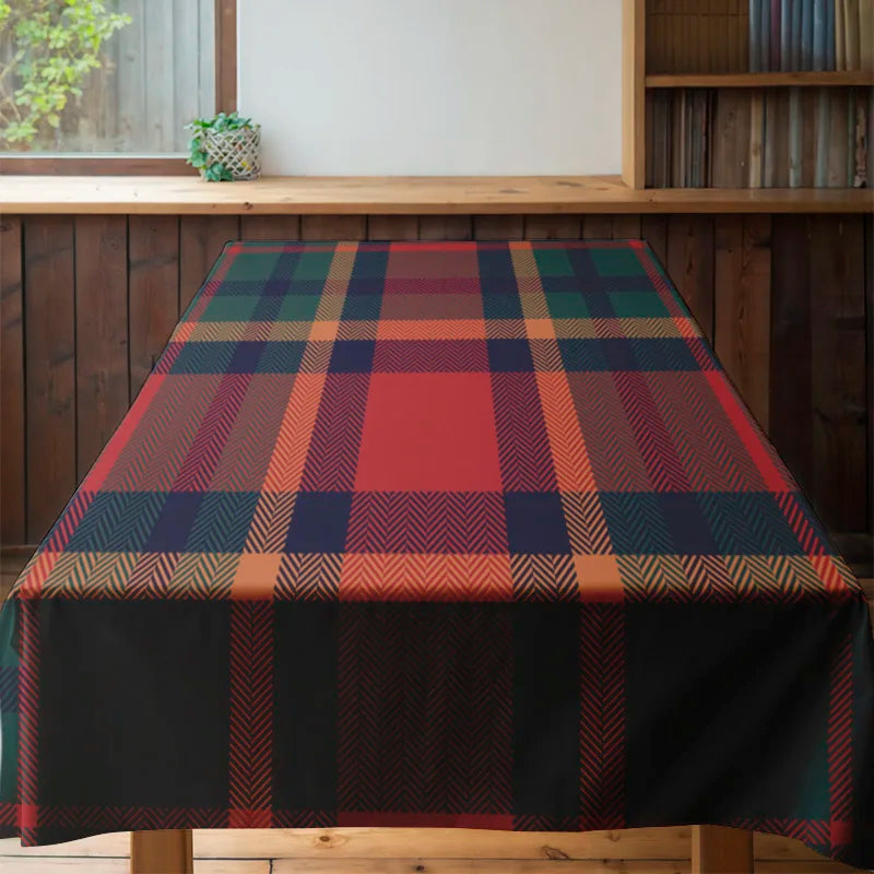 Modern Plaid Tablecloth: Green, Black, Red Square Shape for Kitchen Dining Room Decorations Home Textiles Bedroom Linens