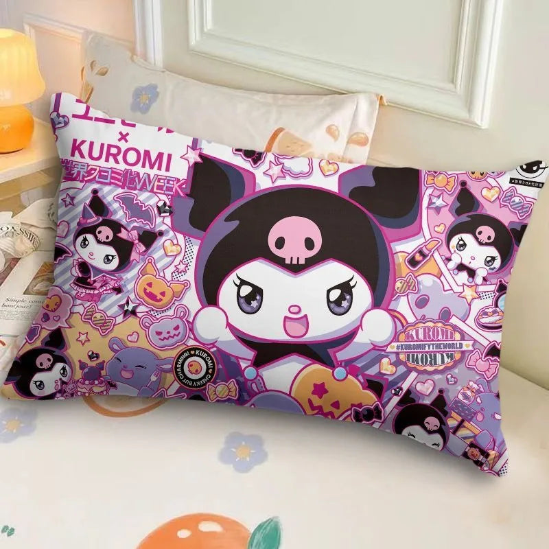 Sanrio Kuromi Pillowcase Cute Cartoon Kids Student Room Sleeping Pillowcase Sofa Cushion Cover Home Bedroom Room Decoration