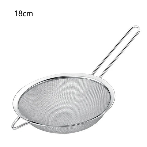 Mesh Filter Sieve Stainless Steel Slotted Spoon Kitchen Set of 3 Fine Strainers Long Handle for Cooking Sifting and Frying