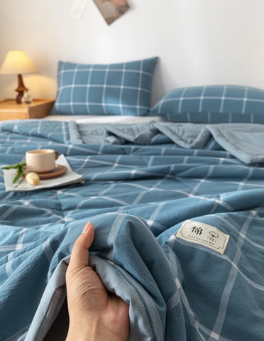 All cotton Air conditioning quilted quilt core summer washable comforter Simple Plaid soft duvet of single twin full queen size