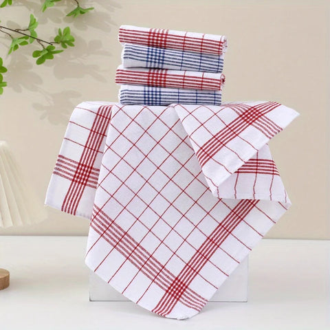 1-10pcs Kitchen Tea Towels Plaid Rags Grid Towel Cotton Stripes Checkered Kitchen Towels Dining Room Supplies