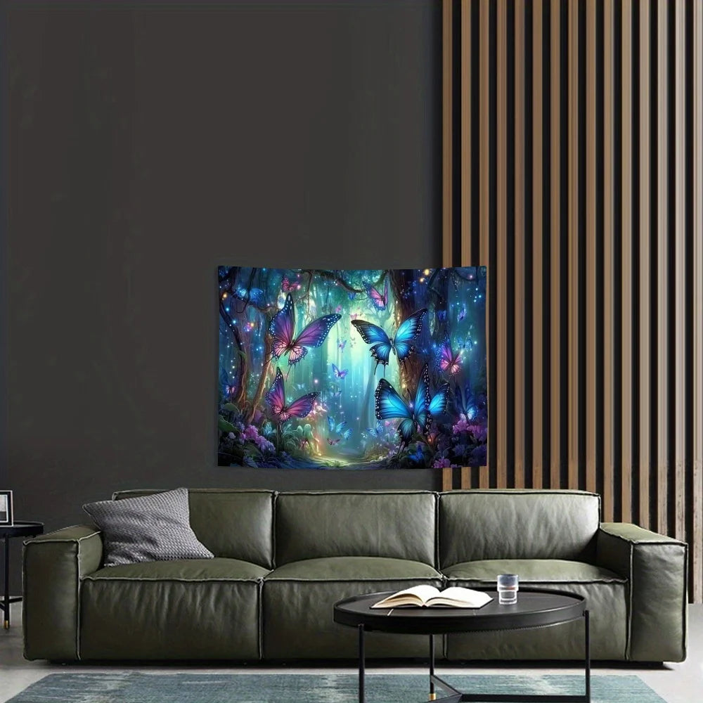 Butterfly Forest Tapestry - Versatile Polyester Wall Hanging for Living Room, Bedroom, Office & Party Decor | Ideal Creative Gif