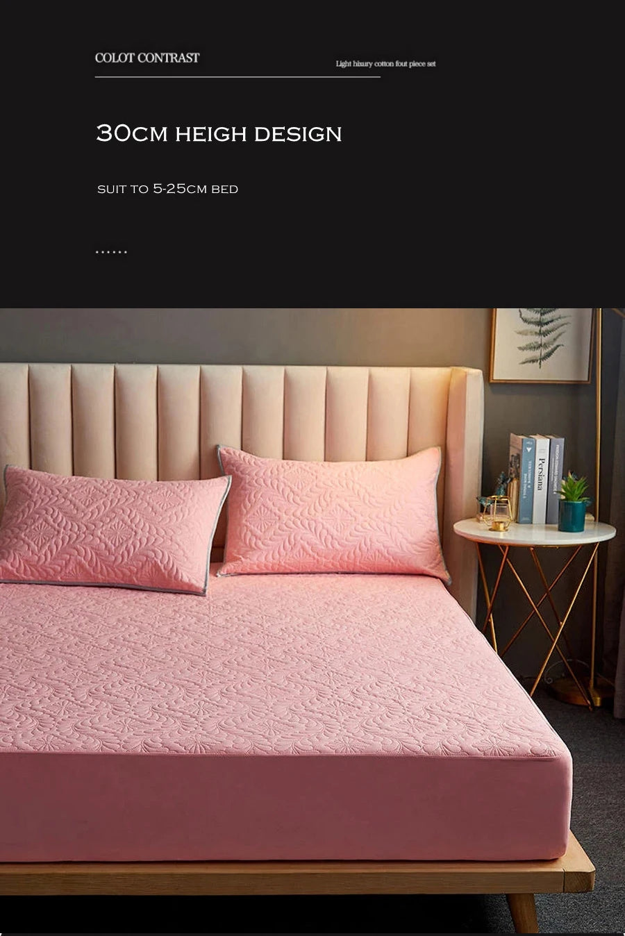 100% Waterproof Quilted Fitted Bed Sheet with Elastic Band Soft Mattress Protector Cover Twin Queen King 160x200cm Home Decor