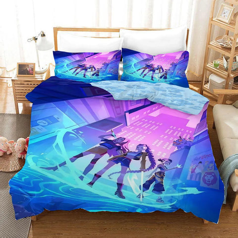 New Bedding Set Demon Hunters Themed Colorful Print Polyester Student Dormitory Bed Sheet Duvet Cover Kid Gift Home Textile