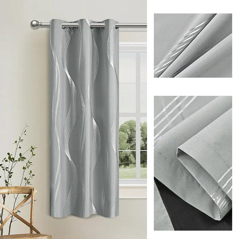 1pc/2pcs 100% Blackout Curtains, Luxury Marble and Wave Pattern Privacy Curtain for Living Room, Bedroom, Home Decor Grommet Top