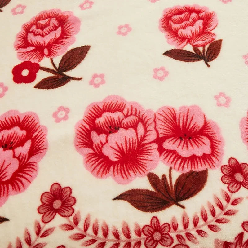 Thin Blanket for Summer Soft Coral Fleece Flannel Blanket for Beds Flower Printed Plaids for Bed Single/Queen/King Size Blanket