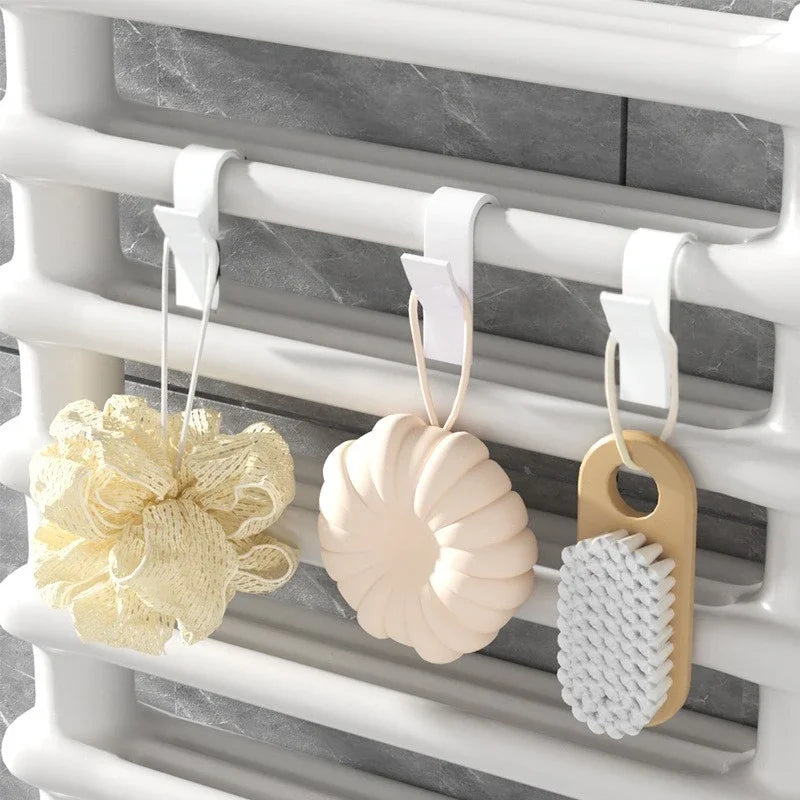 2/6Pcs Bathroom Shower Towel Holder Hanger Heated Radiator Rail Hooks Clips Storage Racks Clothes Scarf Hanger Hooks