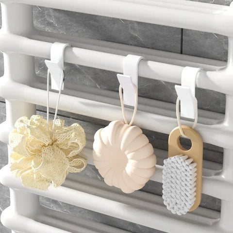2/6Pcs Bathroom Shower Towel Holder Hanger Heated Radiator Rail Hooks Clips Storage Racks Clothes Scarf Hanger Hooks