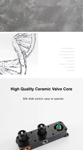 Luxury gun gray brass wall mounted shower system embedded design with 2 handles dual control hot and cold water bathroom faucet