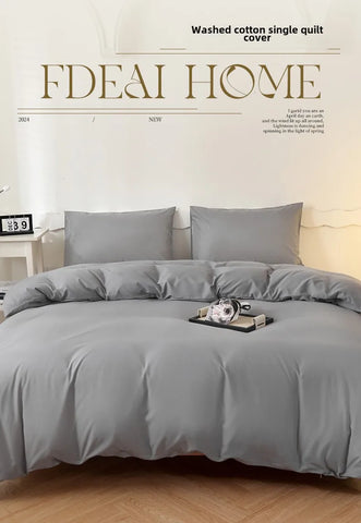 2025 New Washed Cotton Solid Color Single Quilt Set Skin Friendly Breathable Quilt Cover 180X220 200X230