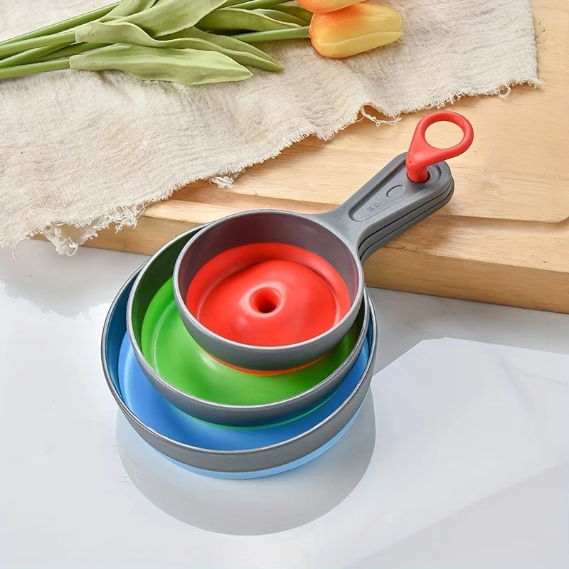 Folding Funnel Set of 3 Wide Mouth Jam Oil Funnel Liquid Dispenser Kitchen Tools