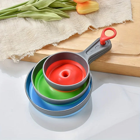 Folding Funnel Set of 3 Wide Mouth Jam Oil Funnel Liquid Dispenser Kitchen Tools