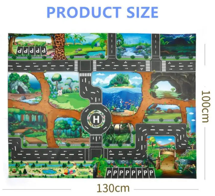 City Traffic Car Park Play Mat Waterproof Parking Lot Kids Playmat Kids Rug Boy Girl Educational Toys for Children Map