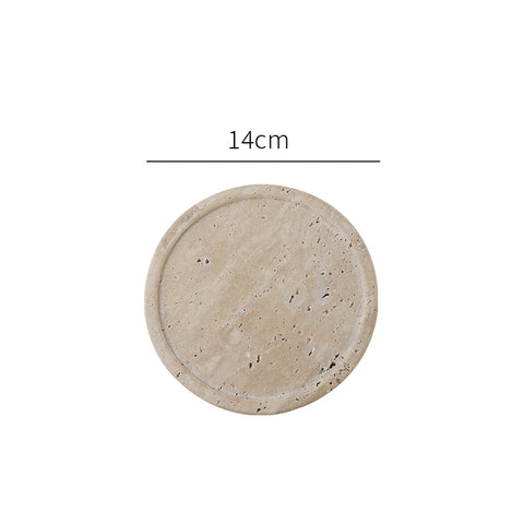 Minimalism Marble Tray for Perfume Candles Jewelry Travertine Stone Vanity Tray for Dresser Countertop Coffee Table Serving