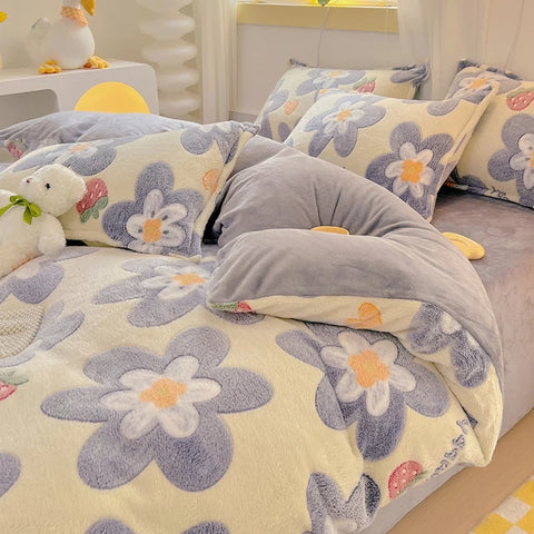 Rainbow Theme Plush Duvet Cover Fluffy Soft Boys Girls Luxury Queen Quilt Cover Winter Warm Letter Print Bedding No Pillowcase